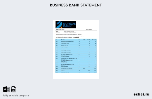 цифровая загрузка выписки по счету предприятия Burgan Bank в формате Word и PDF 